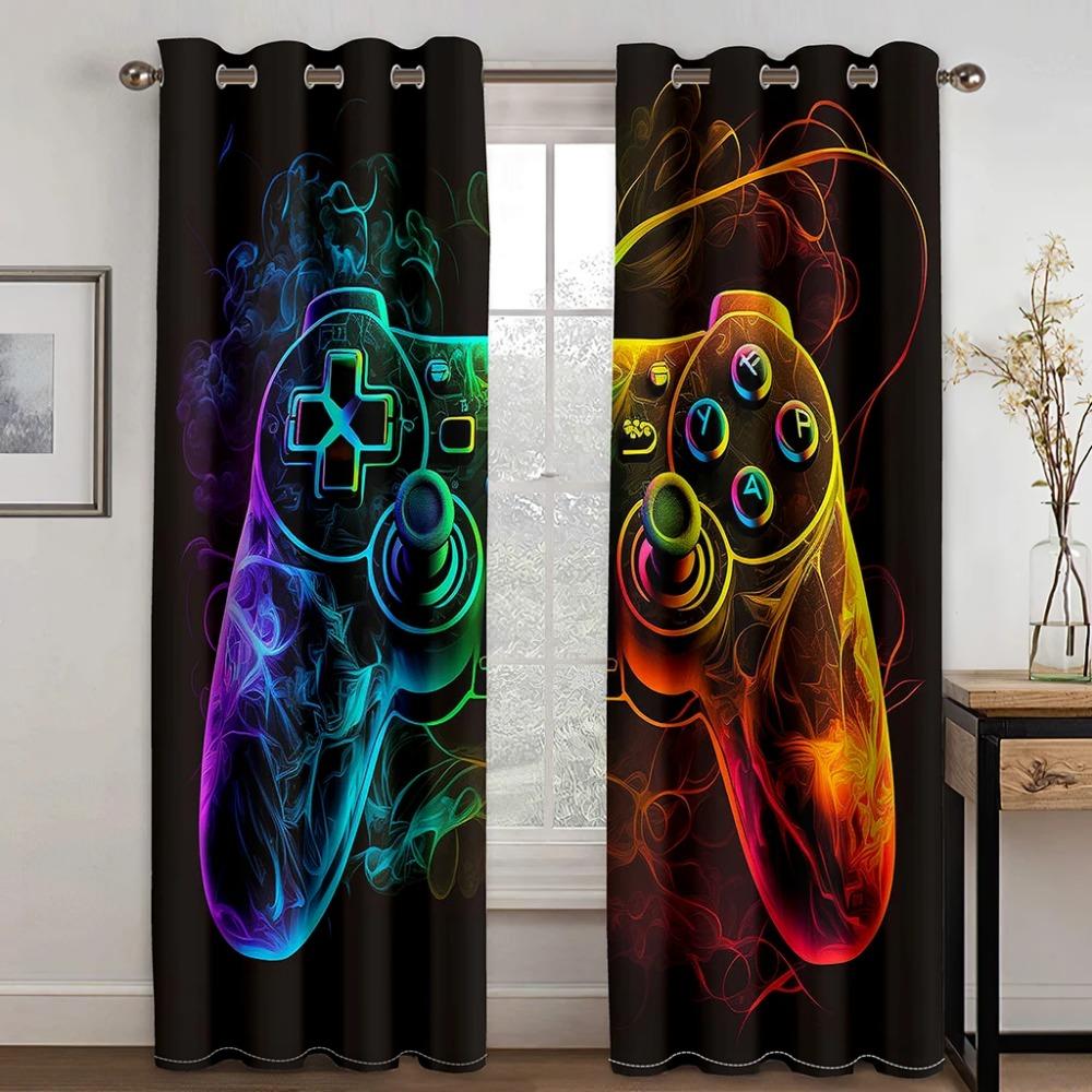 Free Shipping Modern Game Gamer Dreamy Controller Children's Thin Window Curtains for Boy Kid Living Room Bedroom Decor 2Pieces