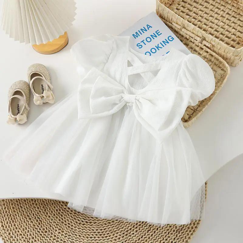 Girls Summer Dress Children Korean Version Fashion Bow Dress Female Princess Dress