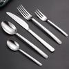 Stainless Steel Hammer Pattern Tableware Set: Square Handles, 5-Piece - Steak Knife, Fork, Spoon, Dessert Fork.