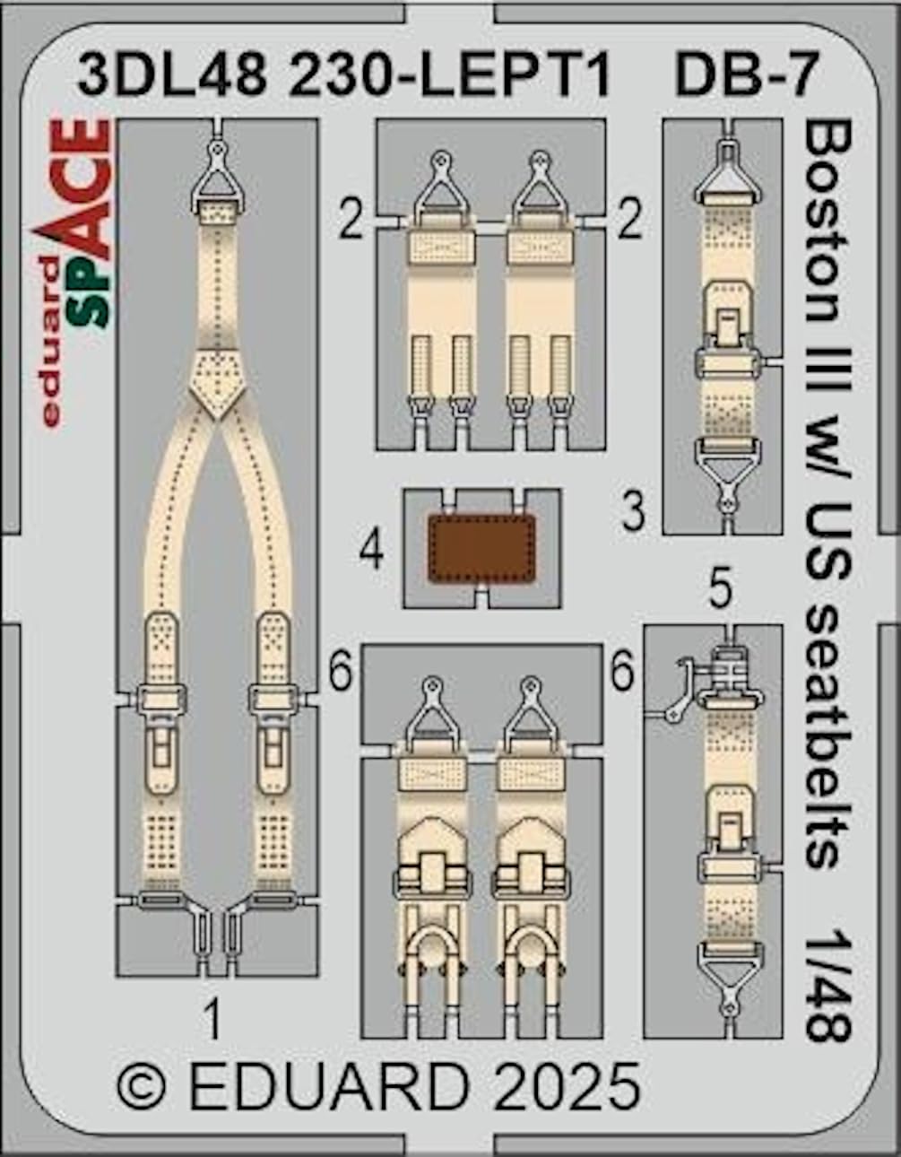 

Eduard Space Boston III Военный ремень безопасности Интерьер Набор 3D декалей HK Пластиковая модель Декаль EDU3DL48230 1/48 DB-7 с США с травлением (для модели)
