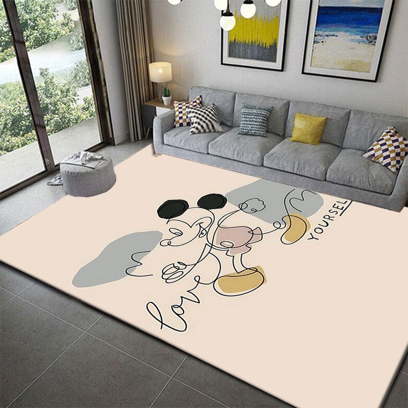 Mickey Mouse cartoon print rug, non-slip and stain-resistant floor protection rug, home décor.