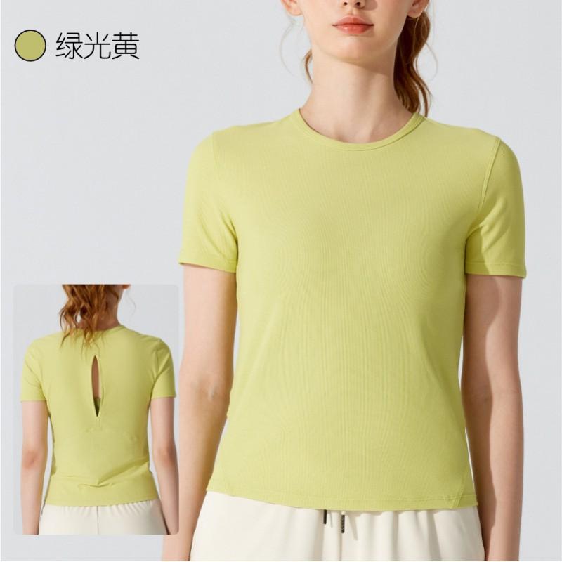 Womens Breathable Mesh Workout T-Shirt Short Sleeve Yoga Top Running Fitness Shirt Back Cut Design