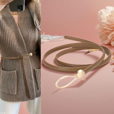 Four Seasons Available New Women'S Leather Thin Belt Decorative Suit With Dress, Sweater, Coat, Versatile Waist Belt