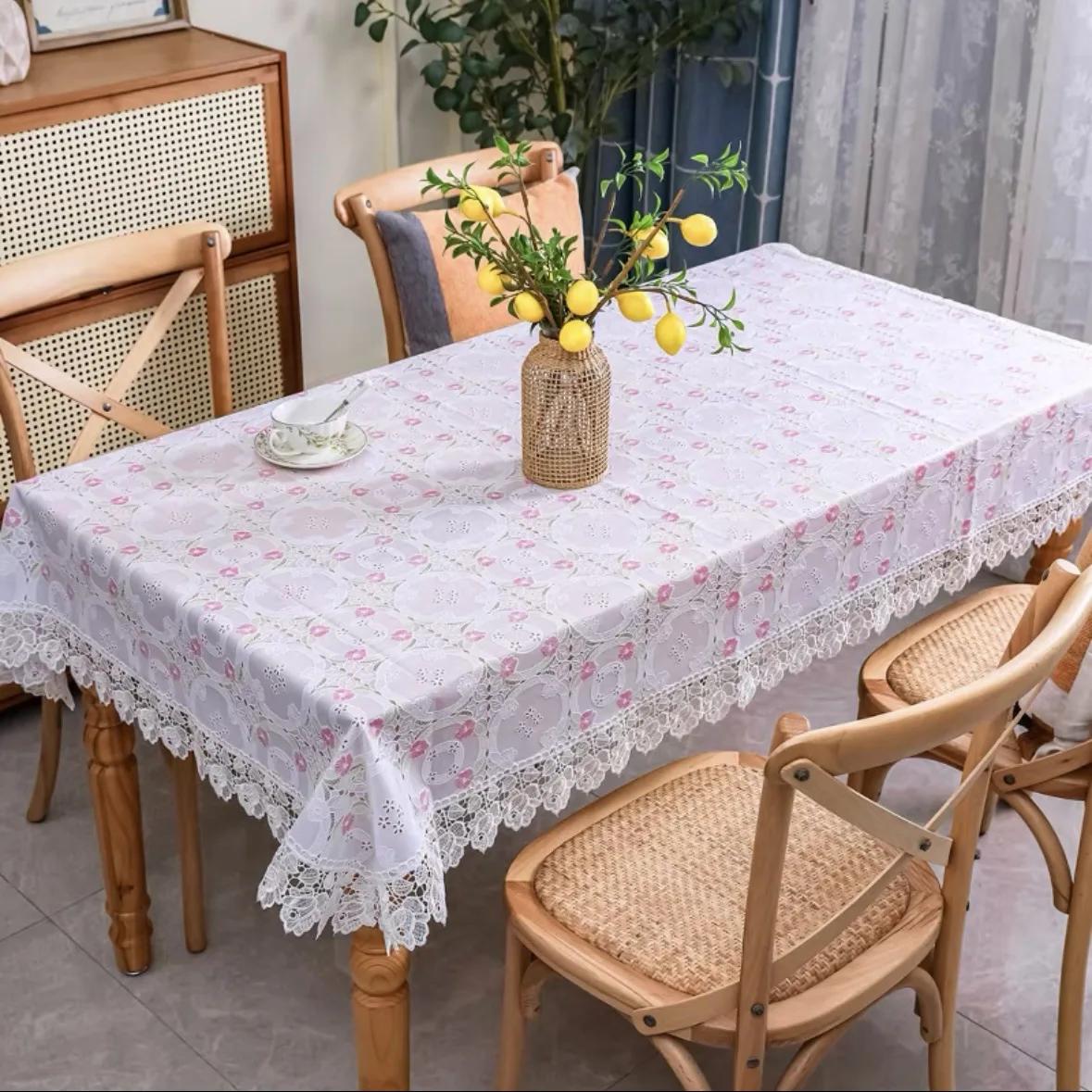 

Водонепроницаемая скатерть с принтом, устойчивая к ожогам и маслу, кружевная скатерть из ПВХ, домашняя кофейная скатерть, скатерть в европейском стиле 85x85cm 1pcs
