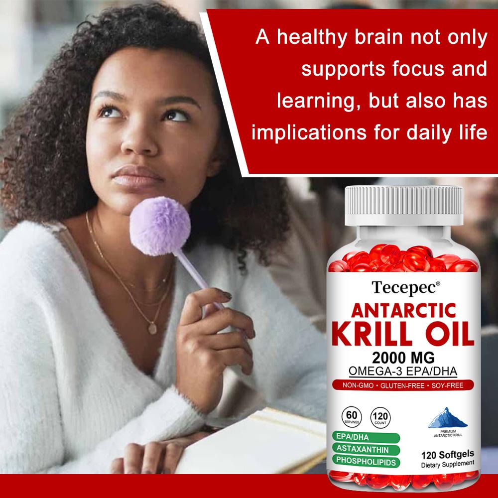 Olio di Krill Antartico Premium 2000mg - Integratore Omega-3 EPA & DHA con Astaxantina & Fosfolipidi per il Supporto degli Acidi Grassi Essenziali
