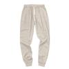 Vintage Cotton And Linen Casual Pants Men'S Solid Color Fashionable Loose Leg Pants