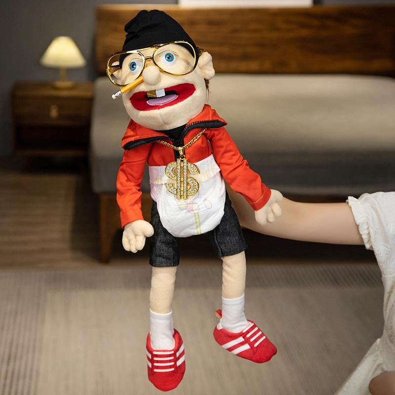 Funny Jeffy Hand Puppet Doll Toy Talk Show Roleplay Movable Mouth Props Chef Police Prince Dad Mom Penelope Cody Junior Joseph
