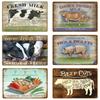Family Butchers Tin Signs Beef Cuts Duck Eggs Wool Vintage Metal Plaque Farmhouse Farm Shop Wall Decor Cow Pig Poster YI-120