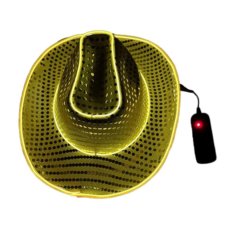 Sparkly Glowing Cowboy Hats Glinting Sequins Panama Hat for Party Halloween