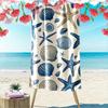 Blue Seashell and Starfish Pattern Beach Towel Quick-drying for Travel Outdoor Sports Jogging Beach and Swimming