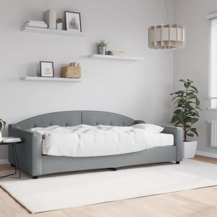 VidaXL Lit de jour avec matelas gris clair 100x200 cm tissu 3197517