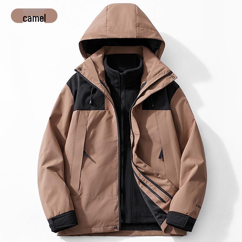 Women's Windproof Waterproof 3-in-1 Fleece-Lined Mountaineering Suit, Thickened Warm Two-Piece Set