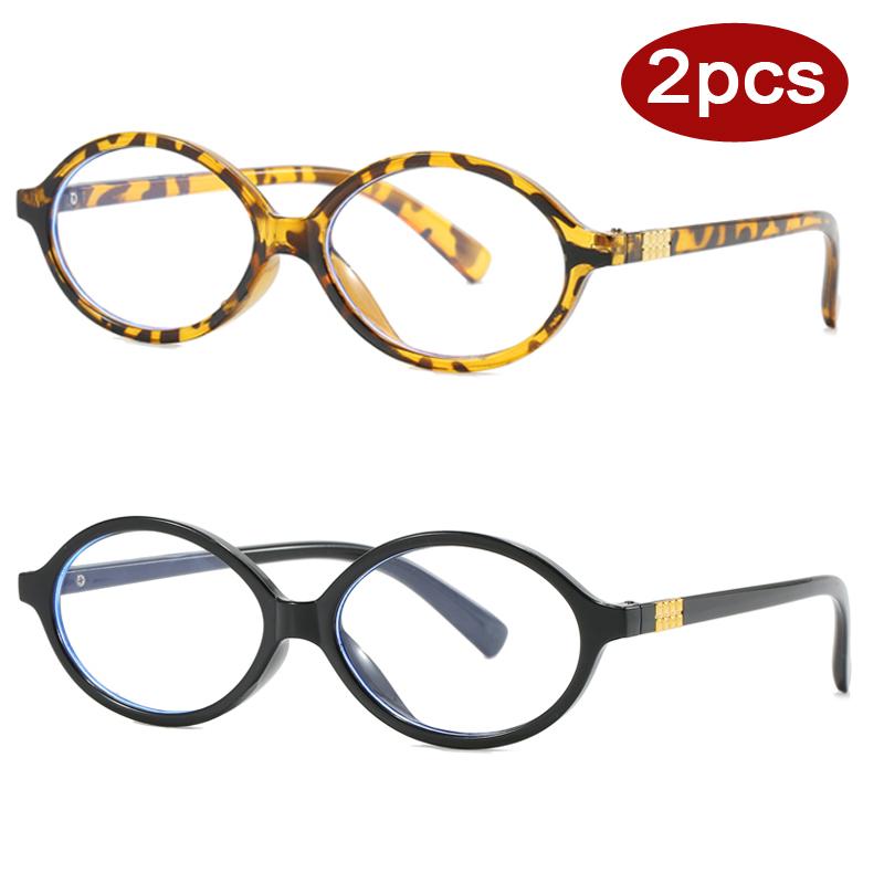 2pcs Trendy Small Oval Multi Color Glasses Frames Women Anti Blue Light Glasses Frame Computer Optical Lenses Eyeglasses
