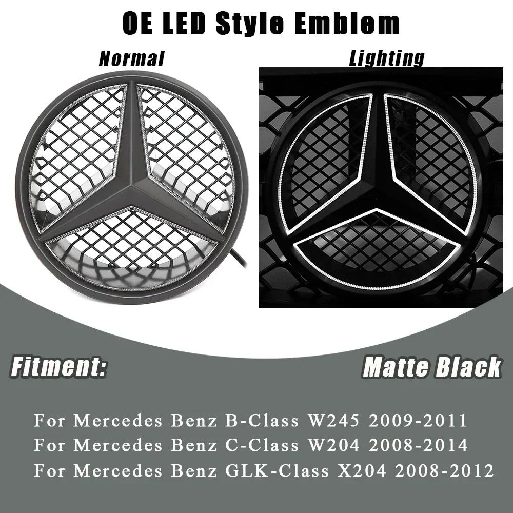 For Mercedes Benz W204 W245 X204 Class Front Grille Star Emblem Illuminated Logo Glossy Black and Chrome Silver Newest 3D Style BF1