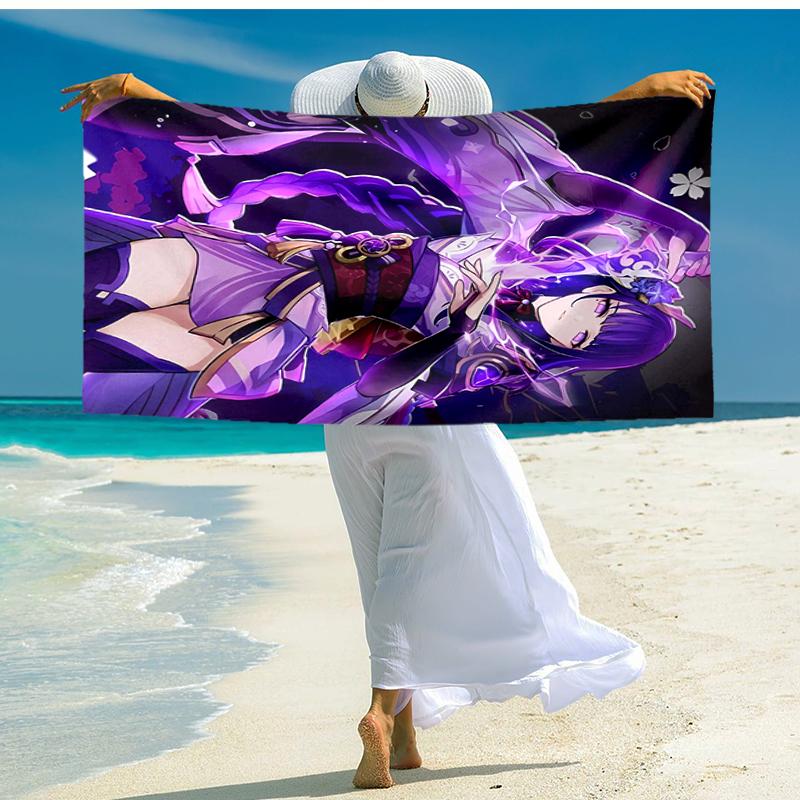 1pc Genshin Impact Beelzebul2 Beach Towel, Comfortable and Thick, and Swimming/Bath/Picnic/Camping Towel, Suitable for Seaside Beaches