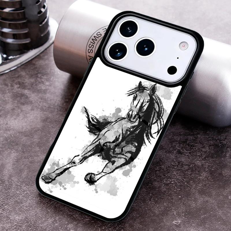 Horse Watercolor Flowers Phone Case for iPhone 17 16 15 Pro Max Air 14 13 12 11 Plus Shockproof Cover