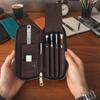 4 Slots Design Genuine Leather Pencil Case Handmade Leather Pencil Bag  Office Supplies
