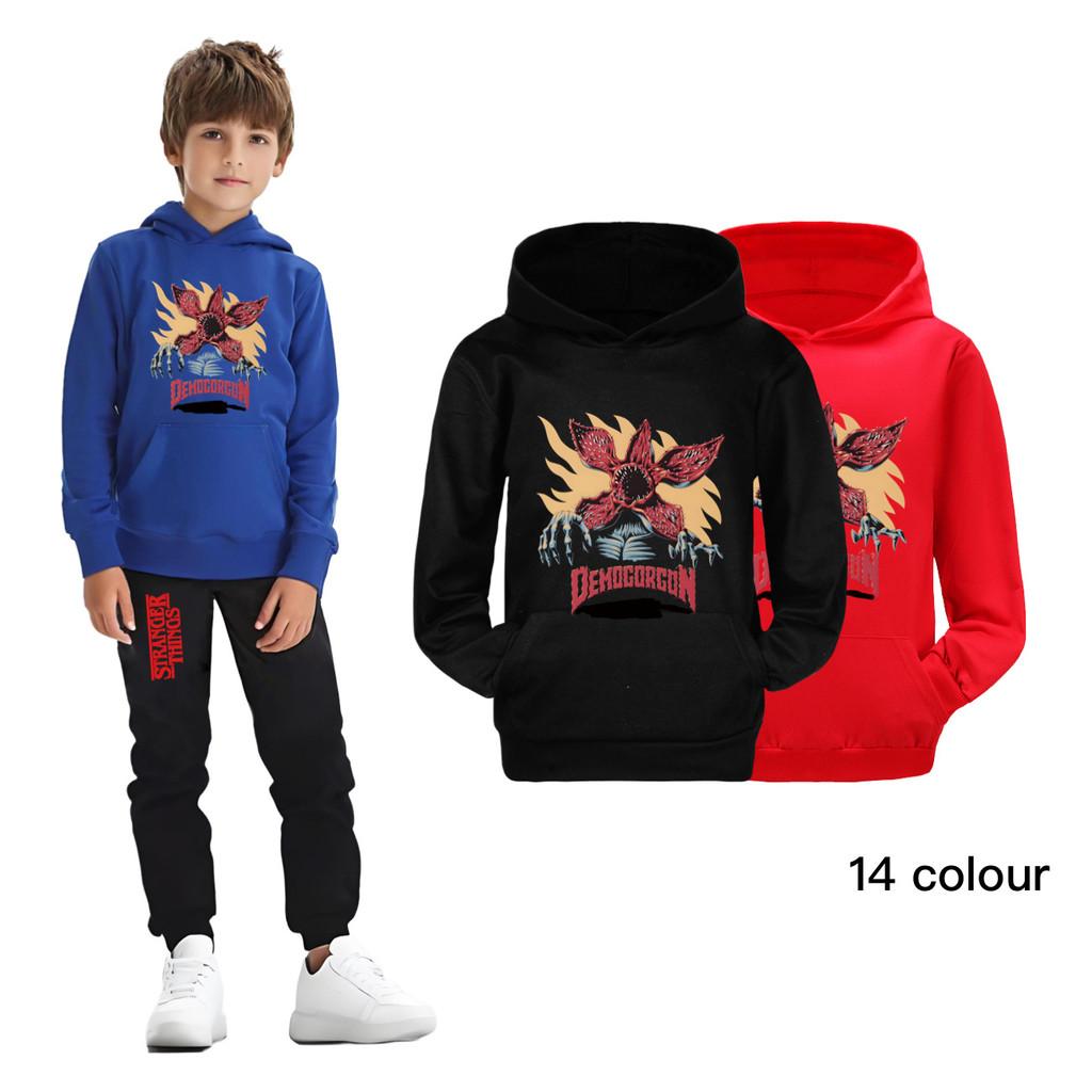 5385 Kinder Jungen Mädchen Stranger Aufdruck Lässiger Langarm-Hoodie Top