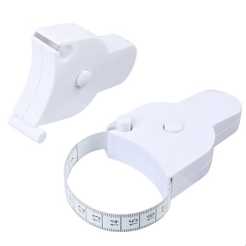 KIMLONTON Body Measurement Tape, White, Push-Button Automatic Rewind, Double-Sided Scale, 1.5M, Set of 2, Easily and Accurately Measure Waist, Chest,
