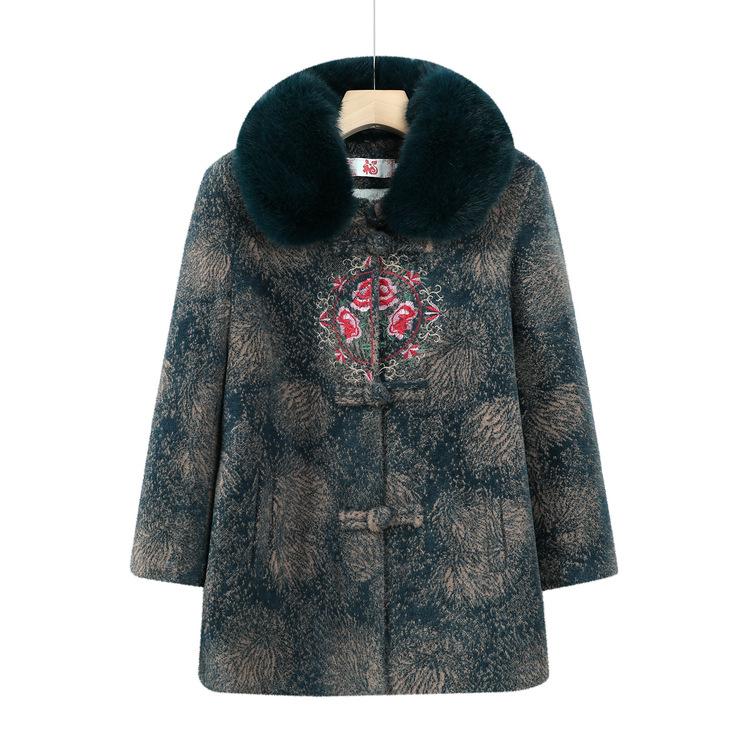 

Grandma s Winter Clothes Mink Velvet Old Lady Cotton Coat Elderly Winter Clothes Coat Female Mother Plus Velvet Thickened Woolen Coat 5XL зелёный