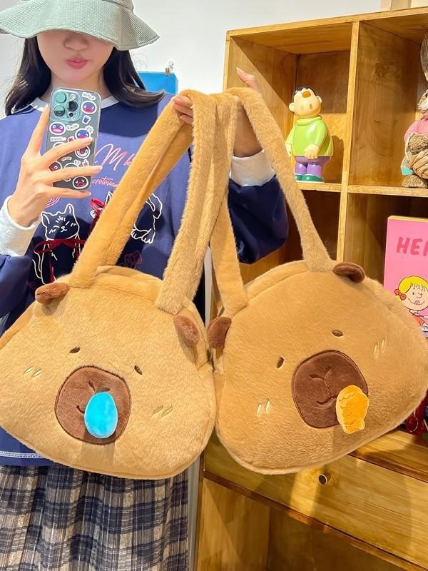 Plush Cat Shape Tote Bag With Zipper Closure For Casual Day Use
