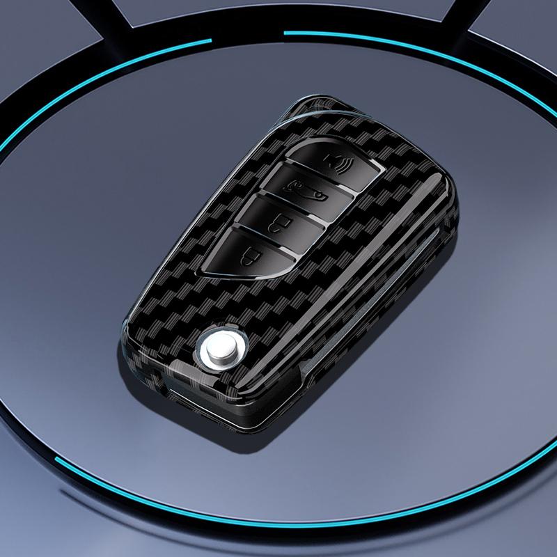 ABS Carbon 2 3 4 Buttons Car Key Case Cover For Toyota Hilux Corolla Avensis Prado Fortuner RAV4 CHR Shell Accessories