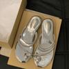 Cool Slippers Summer Thick Heel Flat Bottom Cover Toe Pinch Slippers Women Wear Seaside French Beach Sandals