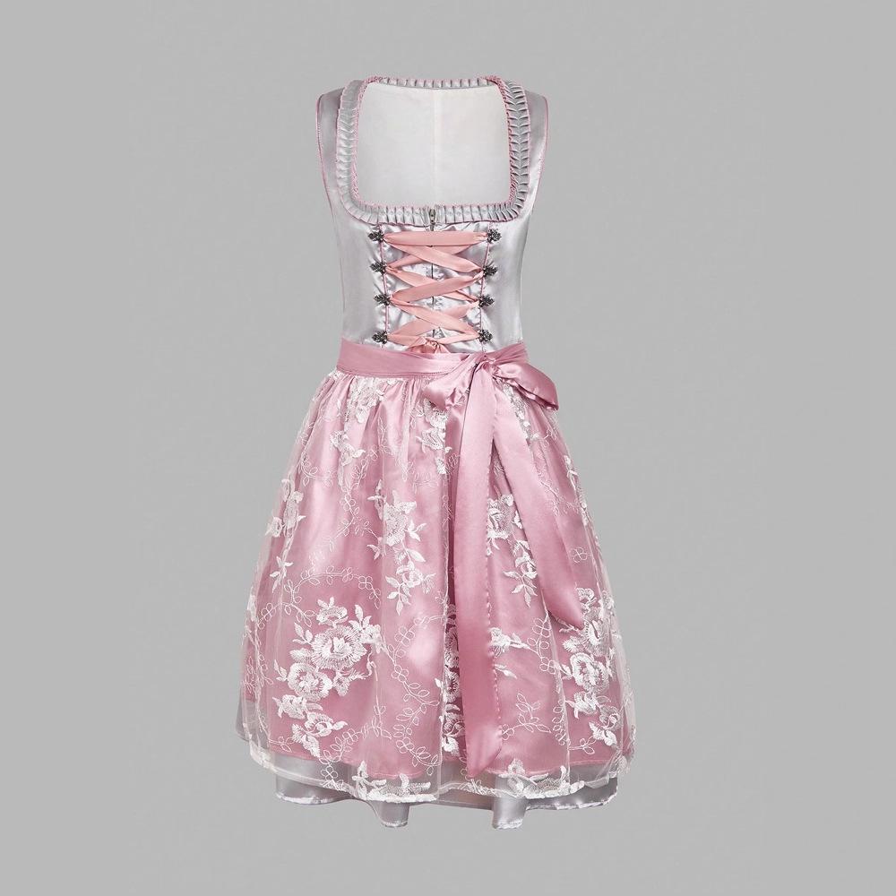 2025 Spring/Summer Women's European-American Maid Costume Beer Girl Lace-Up Dress Set