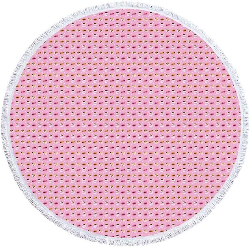 Macaron Donuts Cake Round Beach Towel Thick Shower Bath Towels Microfiber Summer Swim Circle Yoga Mat Blanket 150cm With Tassels