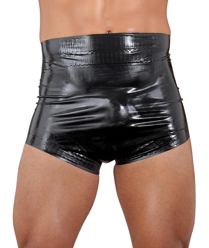 LATE X - Latex High Waist Boxer Shorts with Scalloped Edges Black XL
