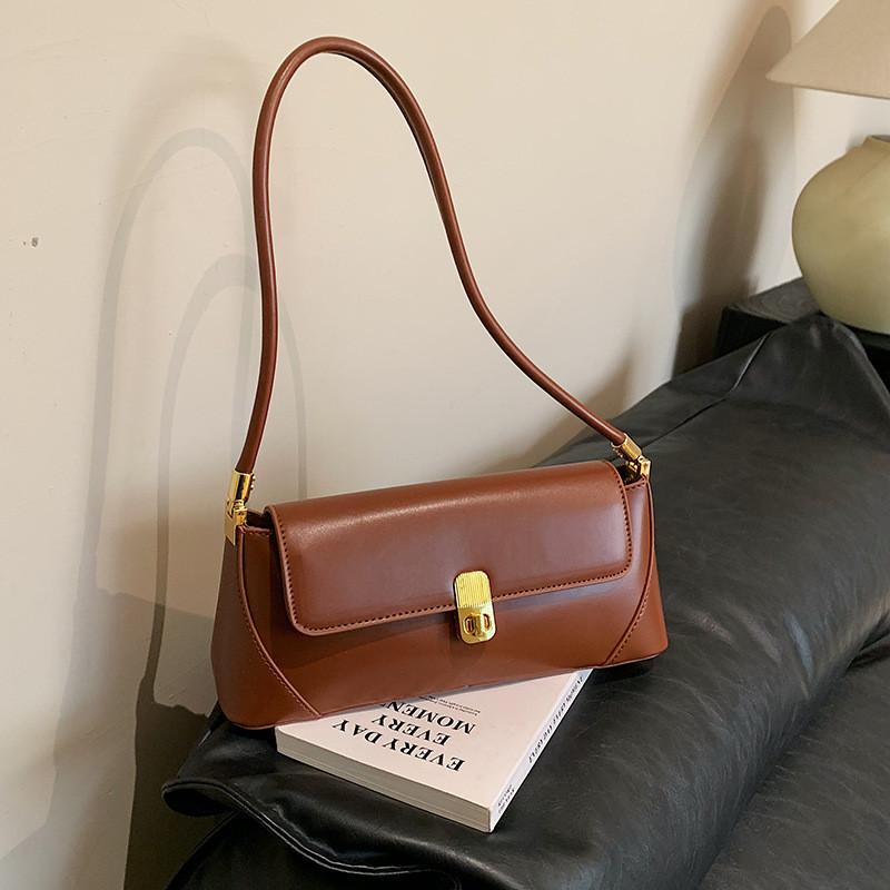 Women s New 2023 Autumn Winter Korean Stick Bag With Lock Closure And Soft-medium Hardness