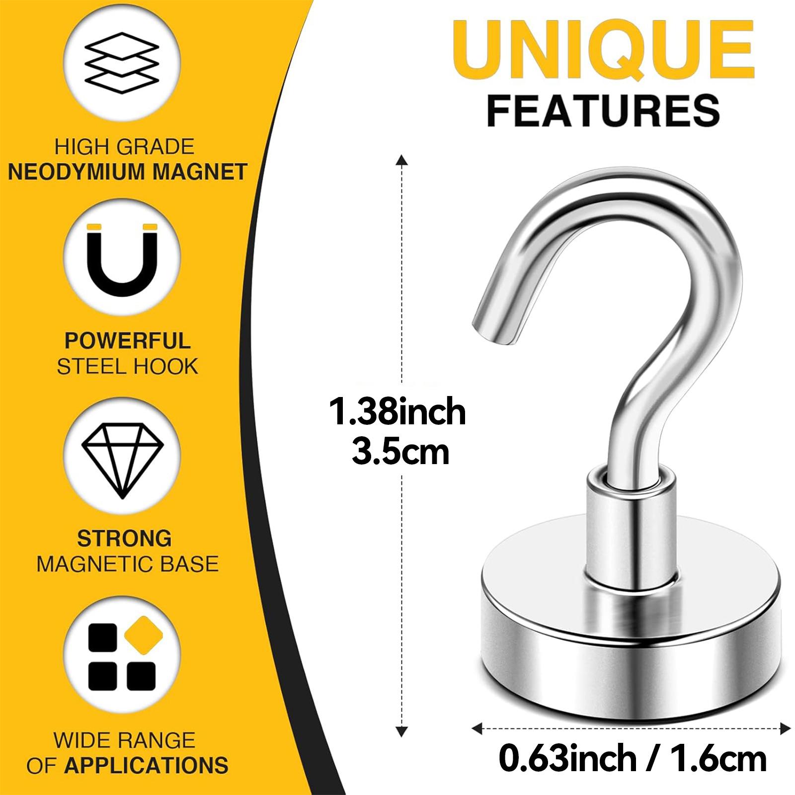 

Magnetic Hooks, 30lbs+ Heavy Duty Magnetic Hooks Cruise for Hanging, Super Strong Magnet Hooks (Sliver, Pack of 12) S