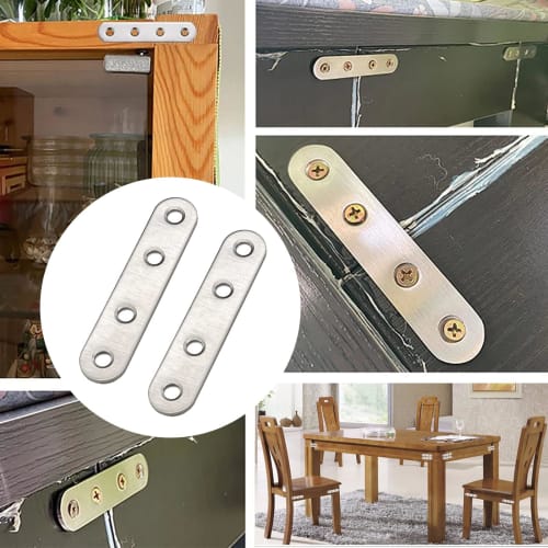 LIKENNY I-Shaped Joint Brackets, Set of 10, 96 X 16 X 2mm, Furniture Fixing Plates, Joint Brackets, Stainless Steel, Shelf Brackets, Furniture Fixing