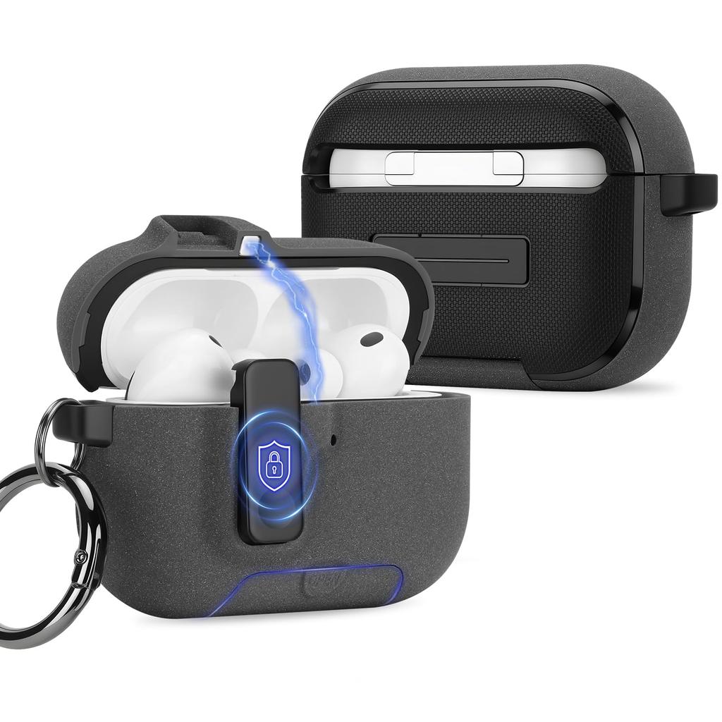 For Airpods Pro 3 Magnetic Lock Case with Kickstand & Lanyard Shockproof Protector Case for Apple AirPods Pro 3rd Cover