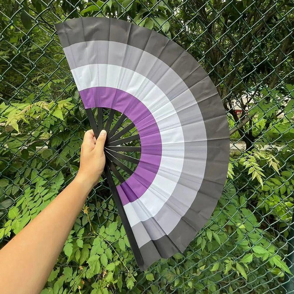Cooling Rainbow Handheld Fan Gradient Colorful Chinese Kung Fu Fan Folding Dance Fan  Carnival