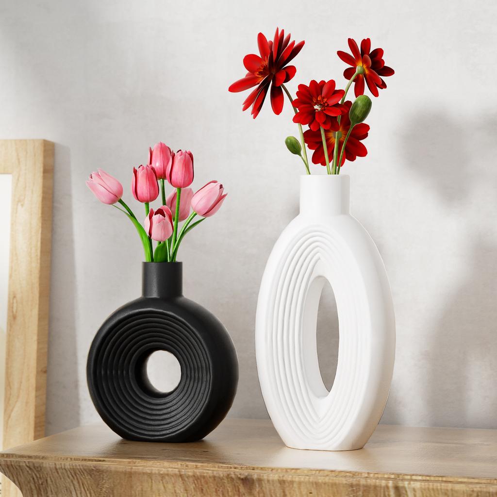Circle Vase Silicone Mold, Oval, Circle, Stripe, Ins Style, Large Ornament, Donut, Flower Vase Mold