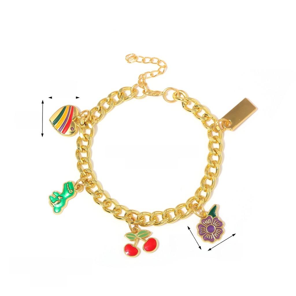 Creative Fruit Charm Bracelet With Metal Finish For Women And Men