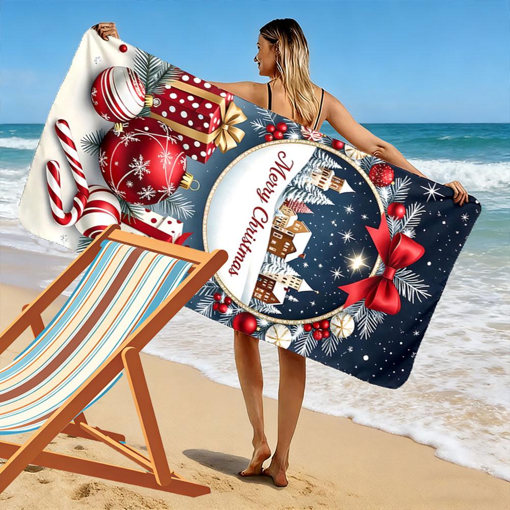 Christmas Festive Scene Towel A must-have beach towel for beach travel