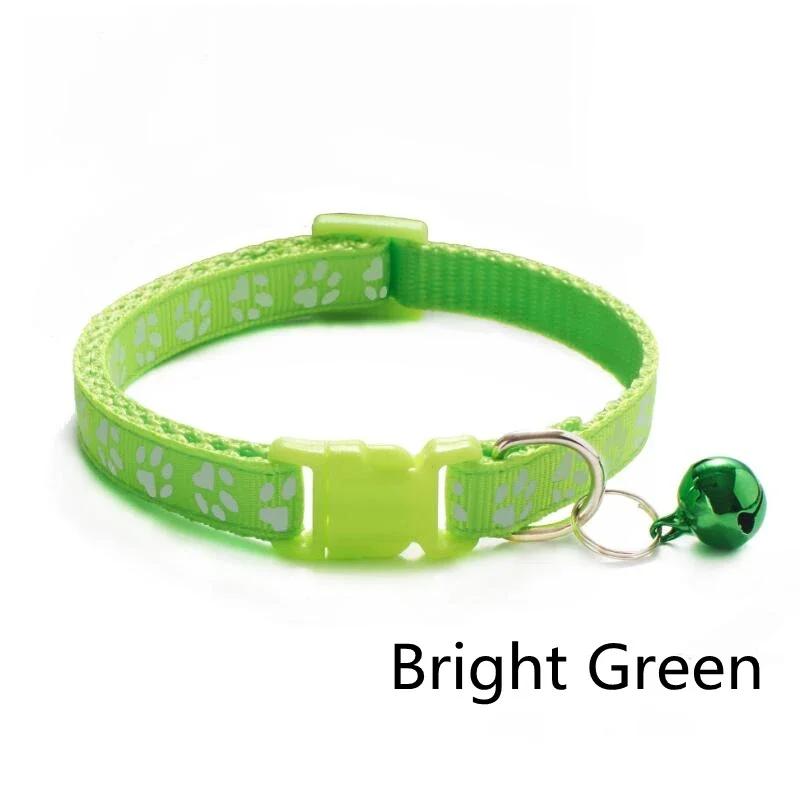 5pcs Adjustable Pet Collar With Bell Cartoon Footprint Colorful Puppy Cat Accessories Kitten Collar Safety Bell Ring Necklace