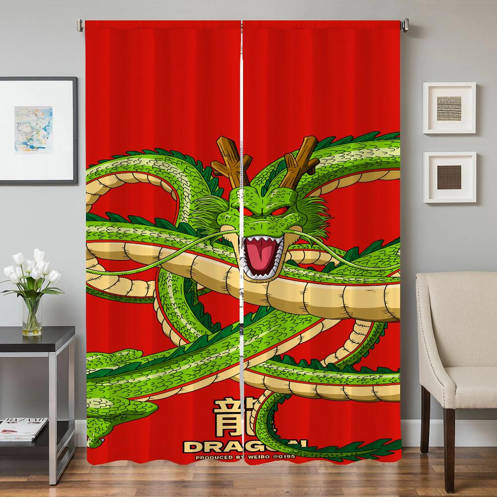 Zasłony kuchenne do wnętrza domu do salonu 2 sztuki Zasłony zaciemniające Zasłona na drzwi Dragonball Przegroda Dekoracja sypialni