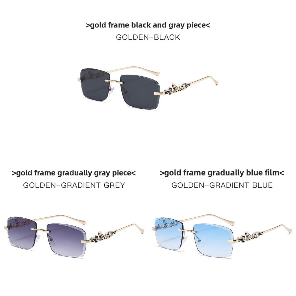 Metal Frameless Square Sunglasses With Lenses For Fashionable Outdoors