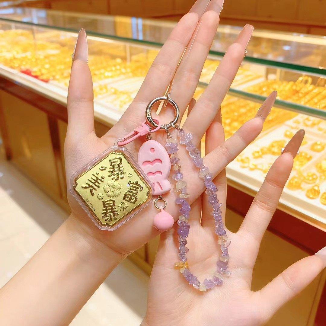 Princess Amethyst Gold Keychain & Phone Strap - Peace & Joy Charm Gift