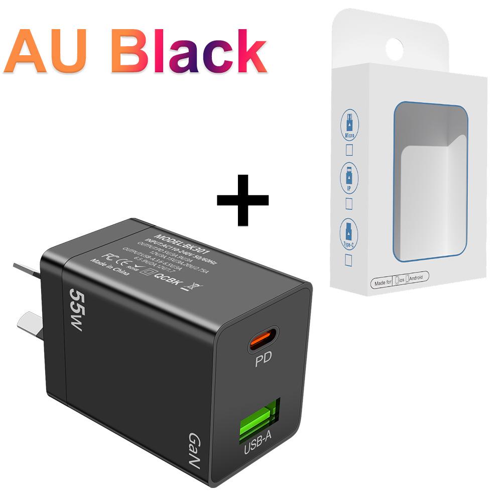 55W GaN PD Fast Charger: EU/US/UK Plug for Mobile Phones & Computers