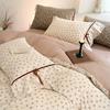 Cotton Bedding Four-piece Set Bow Lace Edge Skin-friendly Breathable Bed Sheet Quilt Cover Pillowcase Kit