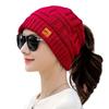 Fashion Crochet Ponytail Winter Hats Knitted Solid Color Beanies Hat Warm Ear Protection Skullies Autumn