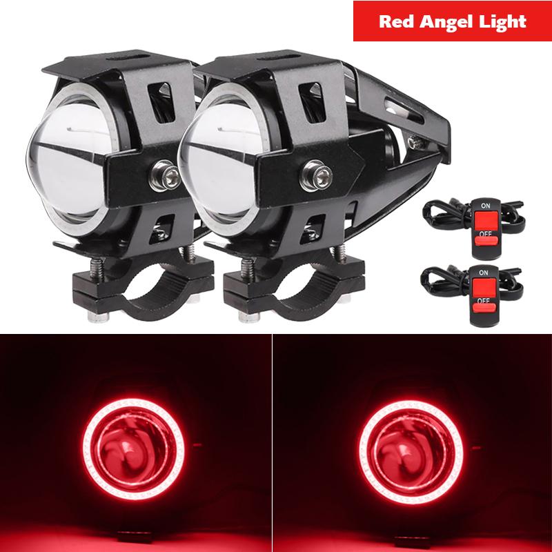 U7 LED Motorcycle Headlight Angel Eyes Spotlight Headlamp Super Bright Fog Lights Spotlights U7 Mini Moto Auxiliary Driving Lamp