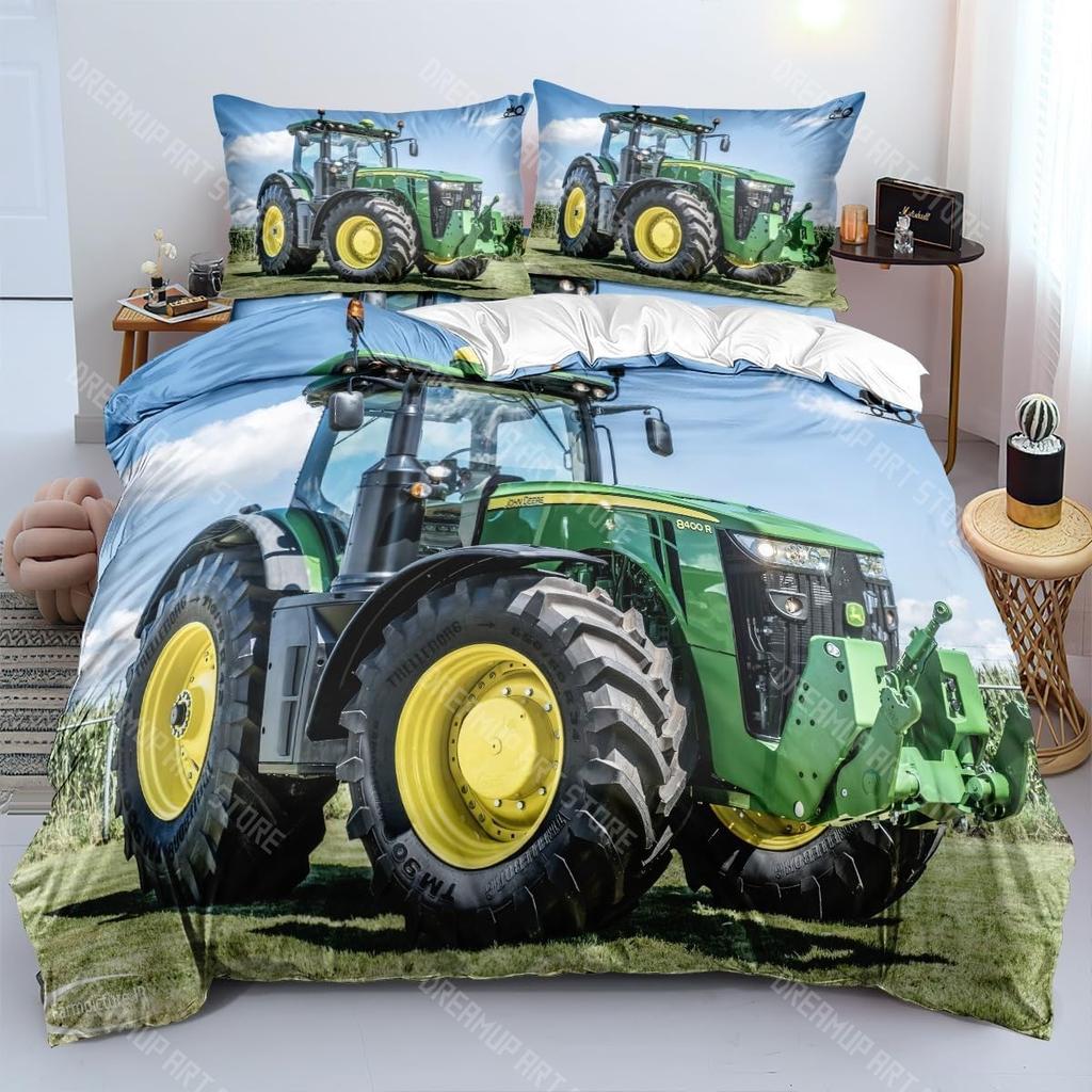 3D Printing Tractor Bedding Set Boys Tractors Duvet Cover Set with Pillowcase Home Textile Twin Full Queen King Children's Gift