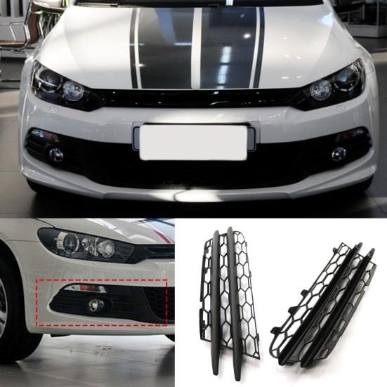 2 ks mřížka předního nárazníku na straně řidiče se síťovaným designem ABS kryt mlhových světel, úprava spodní mřížky 1K8853665B 1K8853666B pro VW Scirocco 09-14