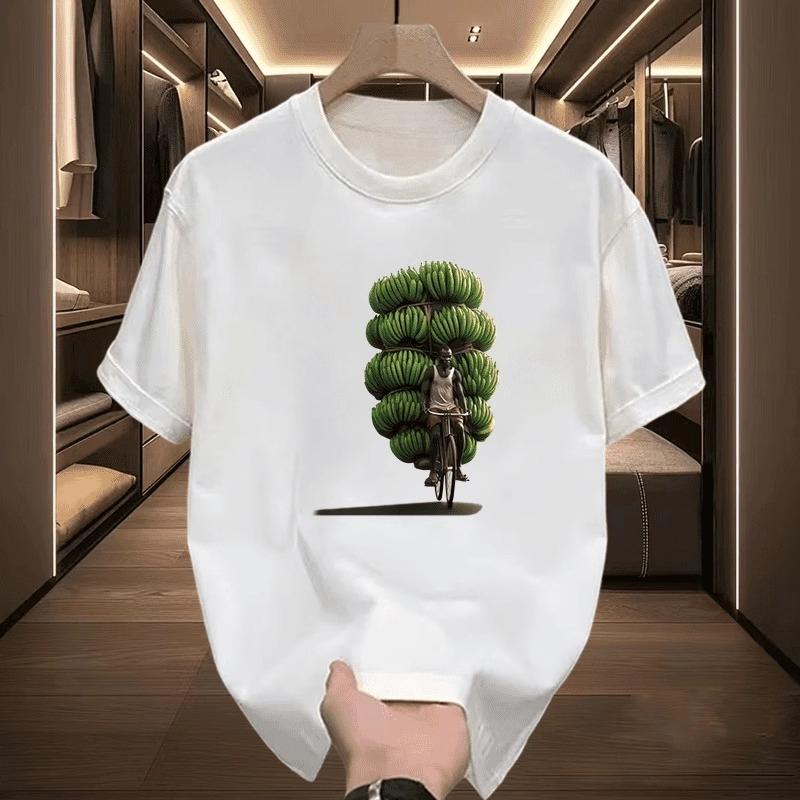 

Летний пуловер с принтом банана, свободная повседневная хлопковая футболка с круглым вырезом и короткими рукавами, универсальный топ для мужчин и женщин 3XL