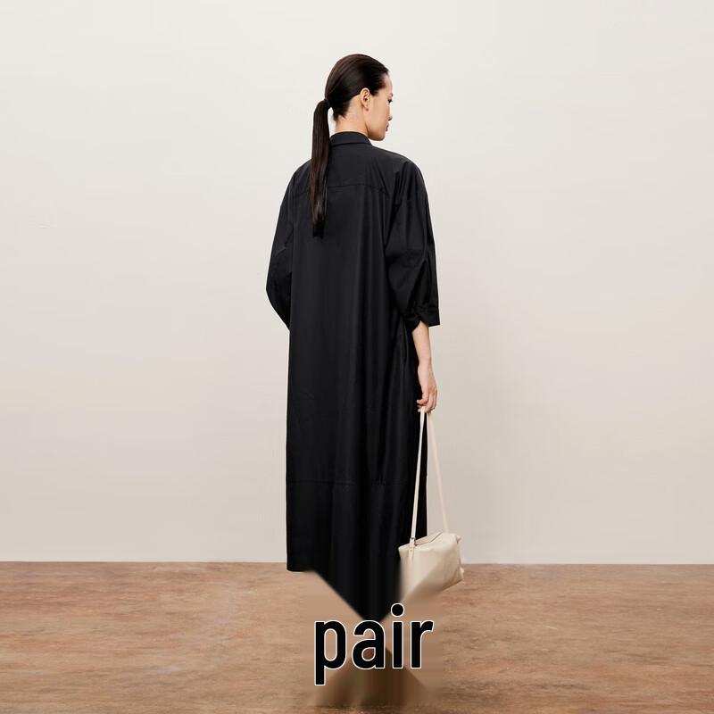 Less Women's Cotton Lapel Seven-Sleeve Midi Dress